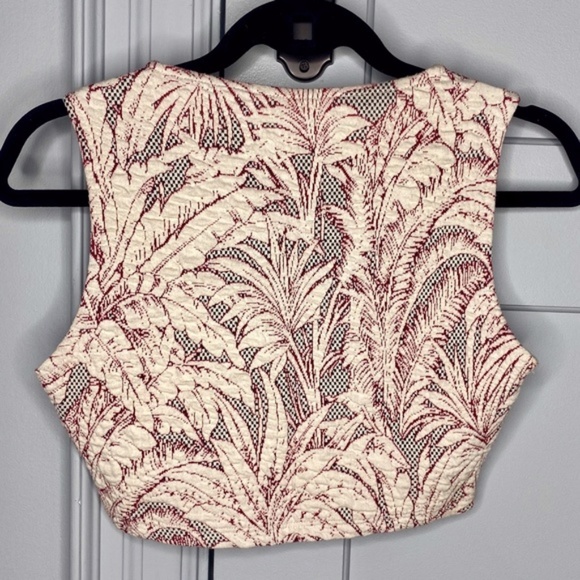 🍒3 for $30 ZARA Textured Sleeveless Crop Top with Palm Trees - Picture 7 of 11